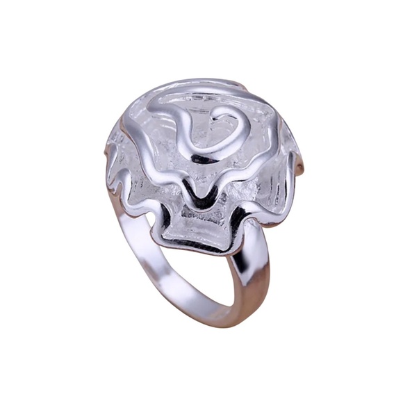 Sterling Silver Filled Rose Statement Ring – 20mm Floral Dome Design - Picture 1 of 3
